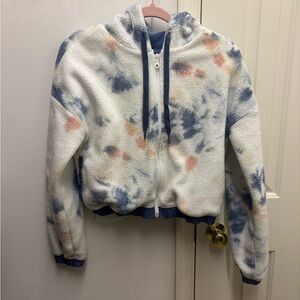 Offline by Aerie cropped zip up tie dye Sherpa hoodie